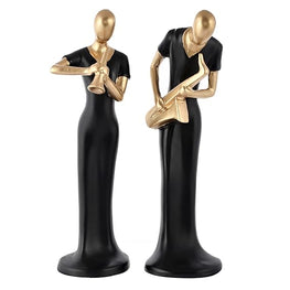 Elegant Lady Musician Playing Saxophone & Clarinet | for Living Room