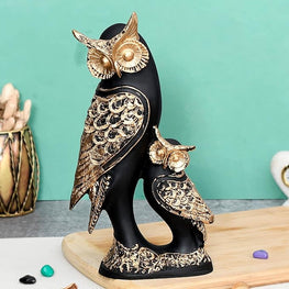 Multicolor Owl Family Decorative Showpiece for Living Room Home Decor