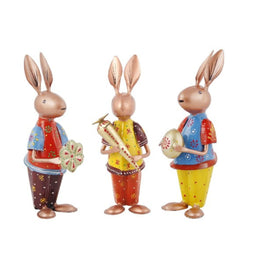Big Iron Rabbit Figurines Set of 3  Decorative Gift Idea