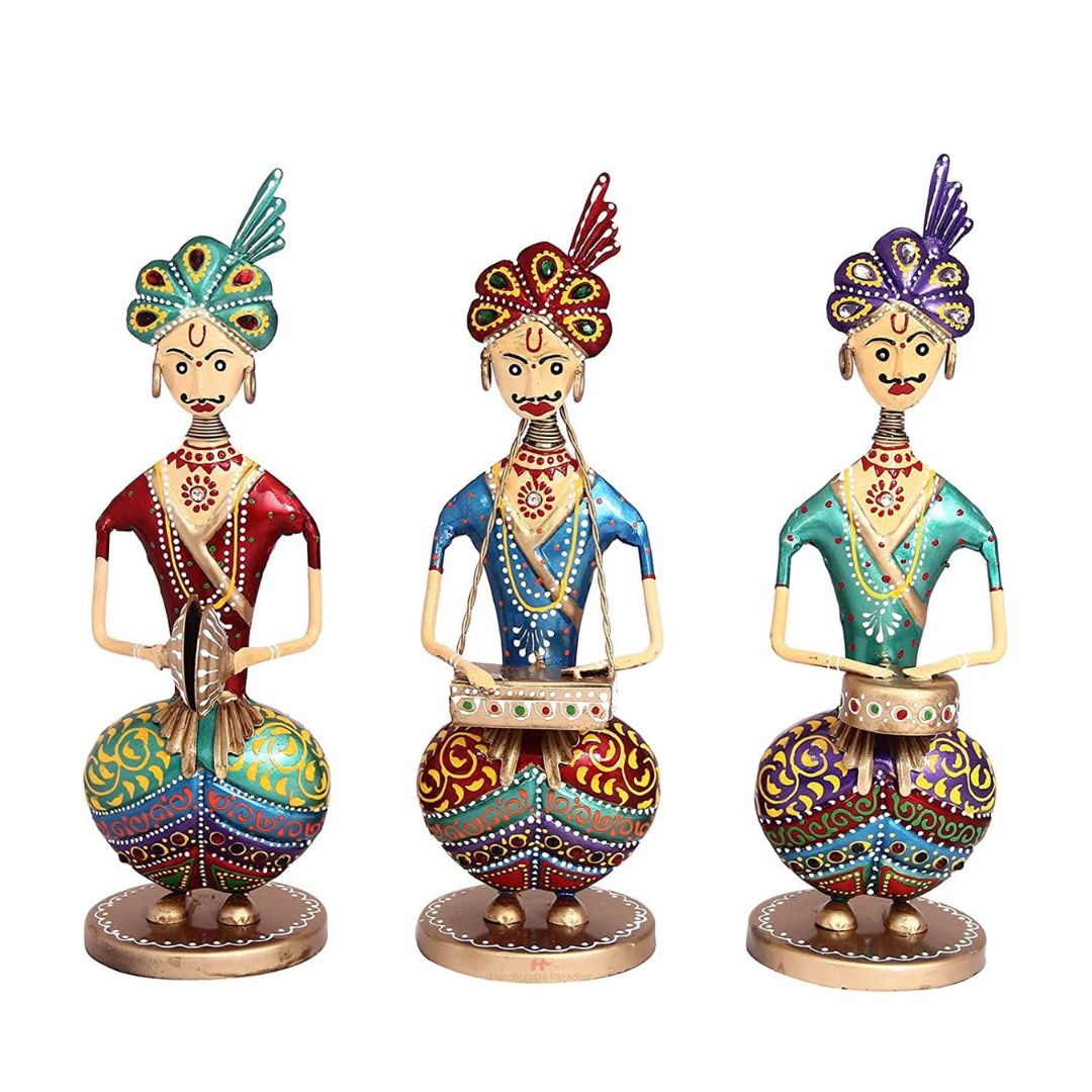 Festive Iron Musical Men Set of 3  Unique Home Decor