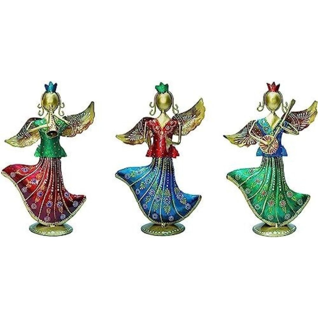 Handcrafted Iron Crown Angel Set of 3 for Gifting