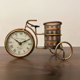 Iron Cycle Pen Stand with Clock – For Office & Table