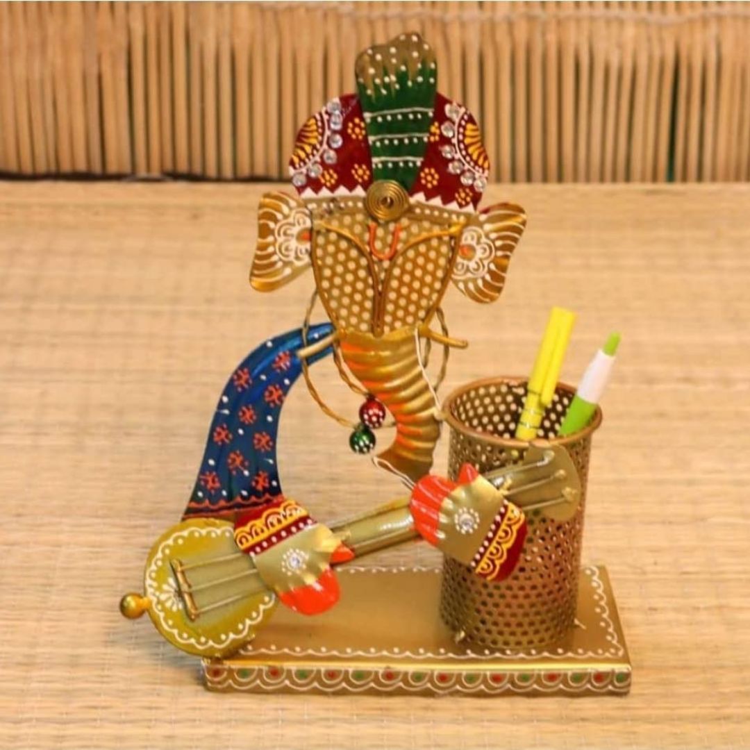 Iron Ganesh Pen Stand – For Mandir & Study Table