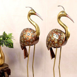 Iron Painted Crane Tea Light (SET OF 2 ) F.CUTT for Home