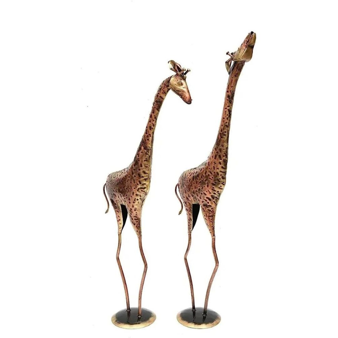 Iron Painted Giraffe Set of 2 for Tabletop Decor