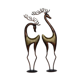 Iron Painted Long Deer Set of 2 Big Sculpture, Figurine