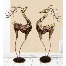 Iron Painted Long Deer Set of 2 Small Pieces for Home, Office