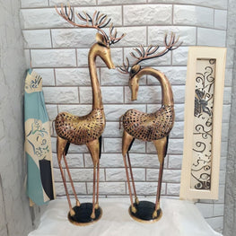 Iron Painted Long Deer Set of 2 Tealight Holder for Gift