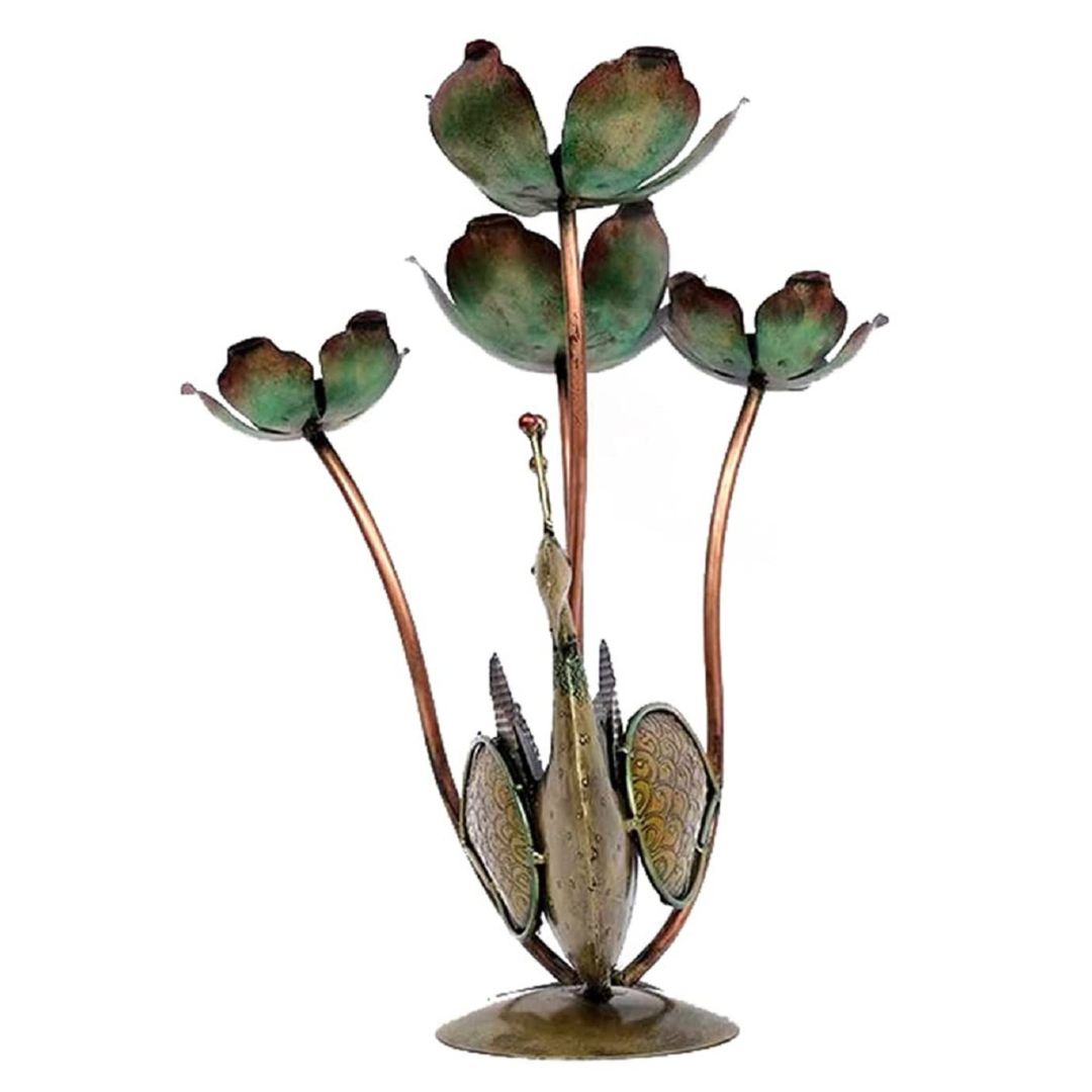 Iron Painted Peacock Tealight for Gift, Decoration