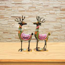 IRON PAINTED SITTING DEER (SET OF 2 )