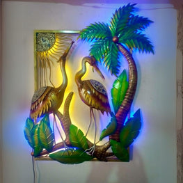 LED Metal Crane Frame Wall Art for Living Room & Office