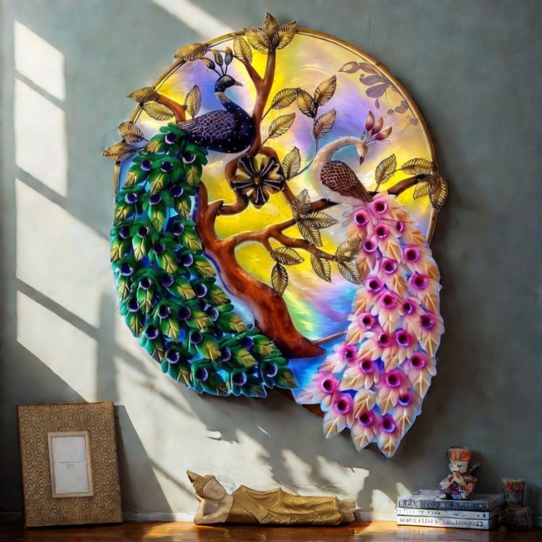 LED Peacock Love Birds Wall Decor with Lights for Wall