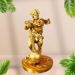 Lord Bahubali Hanuman Idol  Gold Antique Bajrang Bali Murti