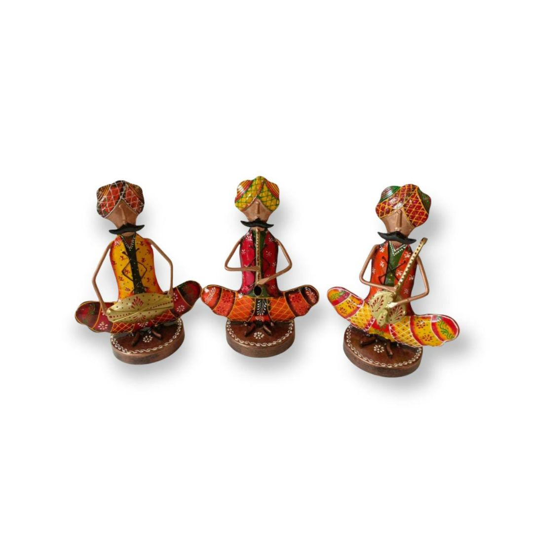Set of 3 Iron Sitting Men  Mini Decor for Gift & Office