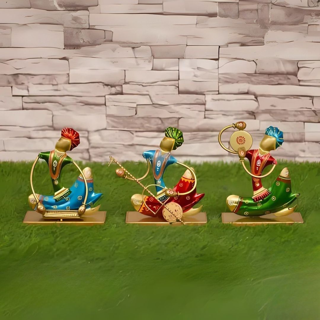 Set of 3 Iron Sitting Musicians with Stand  Gift for Home, Handicraft