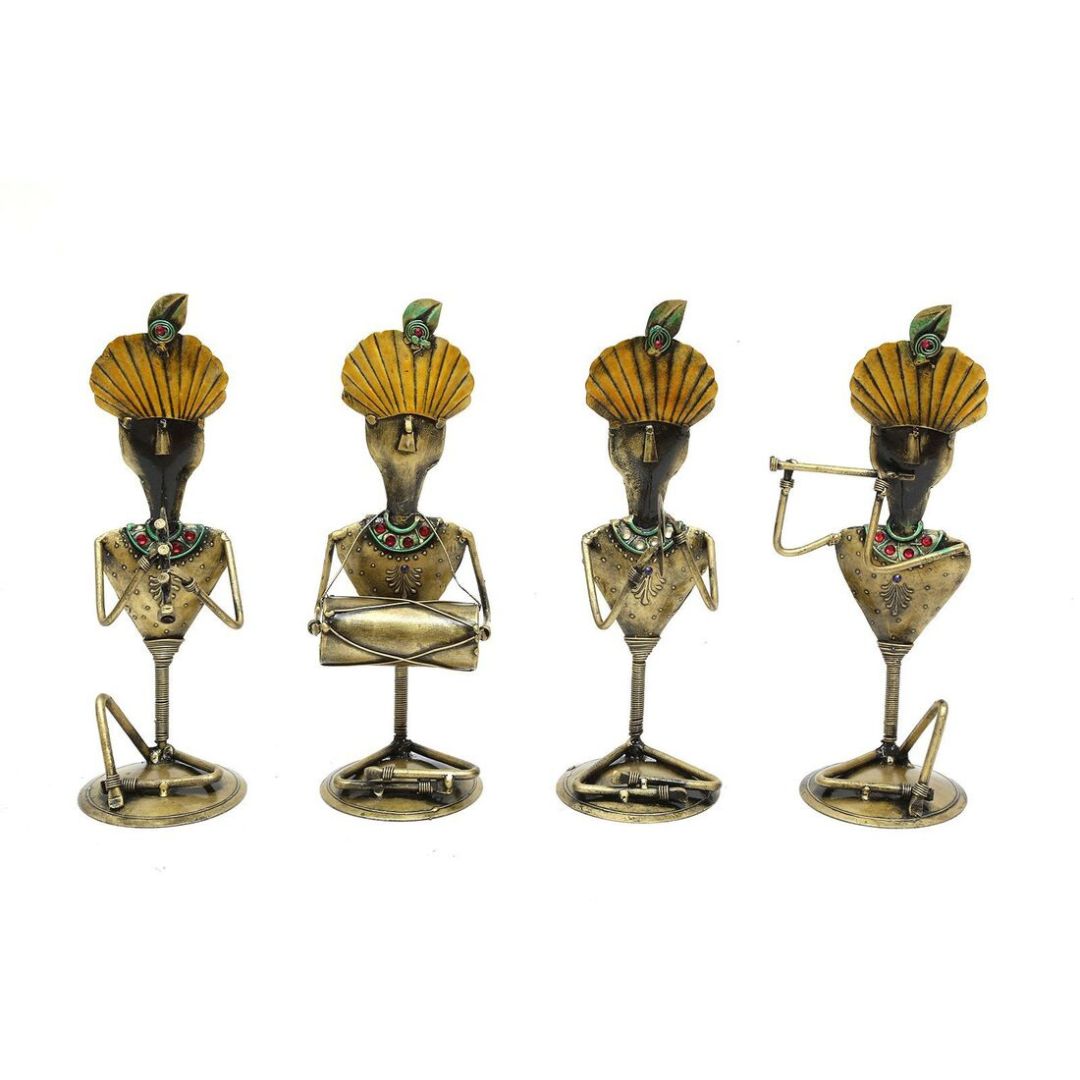 Set of 4 Iron Krishna Idols  Mini Gift & Office Decor