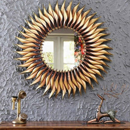 Stainless Steel Frame Round Glass Wall Mirror for Home Decor