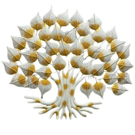 White Antique Peepal Tree Metal Wall Art for Home Decor