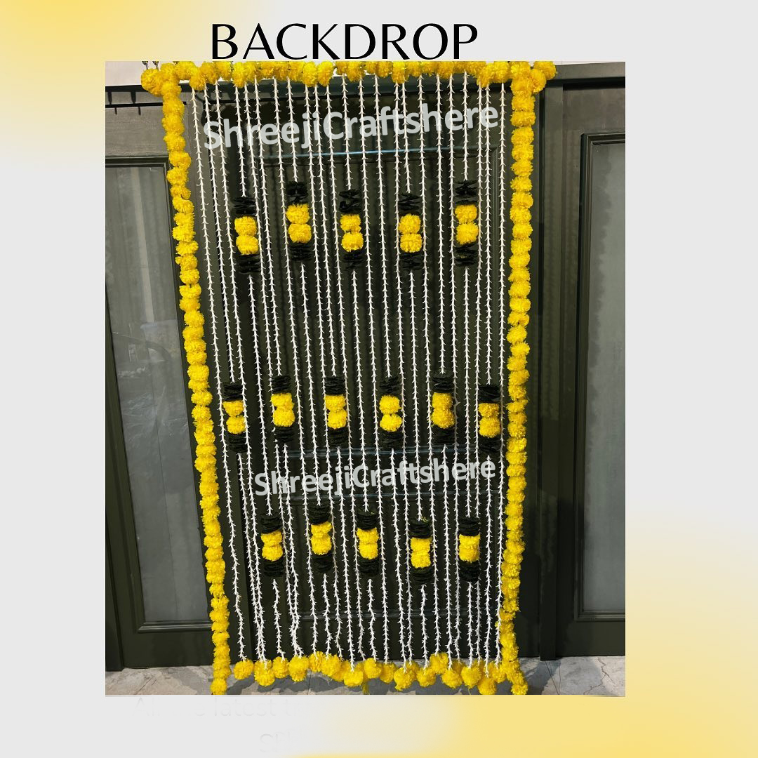 Tuberose Marigold Backdrop | Wedding, Haldi, Birthday, Festival Decoration | Multiple Sizes & Colors | Decorative Background