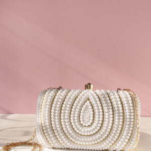 Pearl Work Clutch Bag for Women | Handmade Ethnic Party Purse | Indian Bridal & Festive Clutch