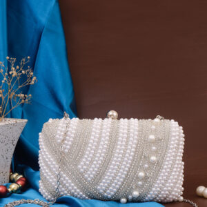 Pearl Work Clutch Bag for Women | Handmade Ethnic Party Purse | Indian Bridal & Festive Clutch