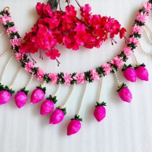 Jasmine Lotus Buds Toran Hanging | Toranam for Door Decoration | Festive Bandhanwar | Traditional Indian Home Decor