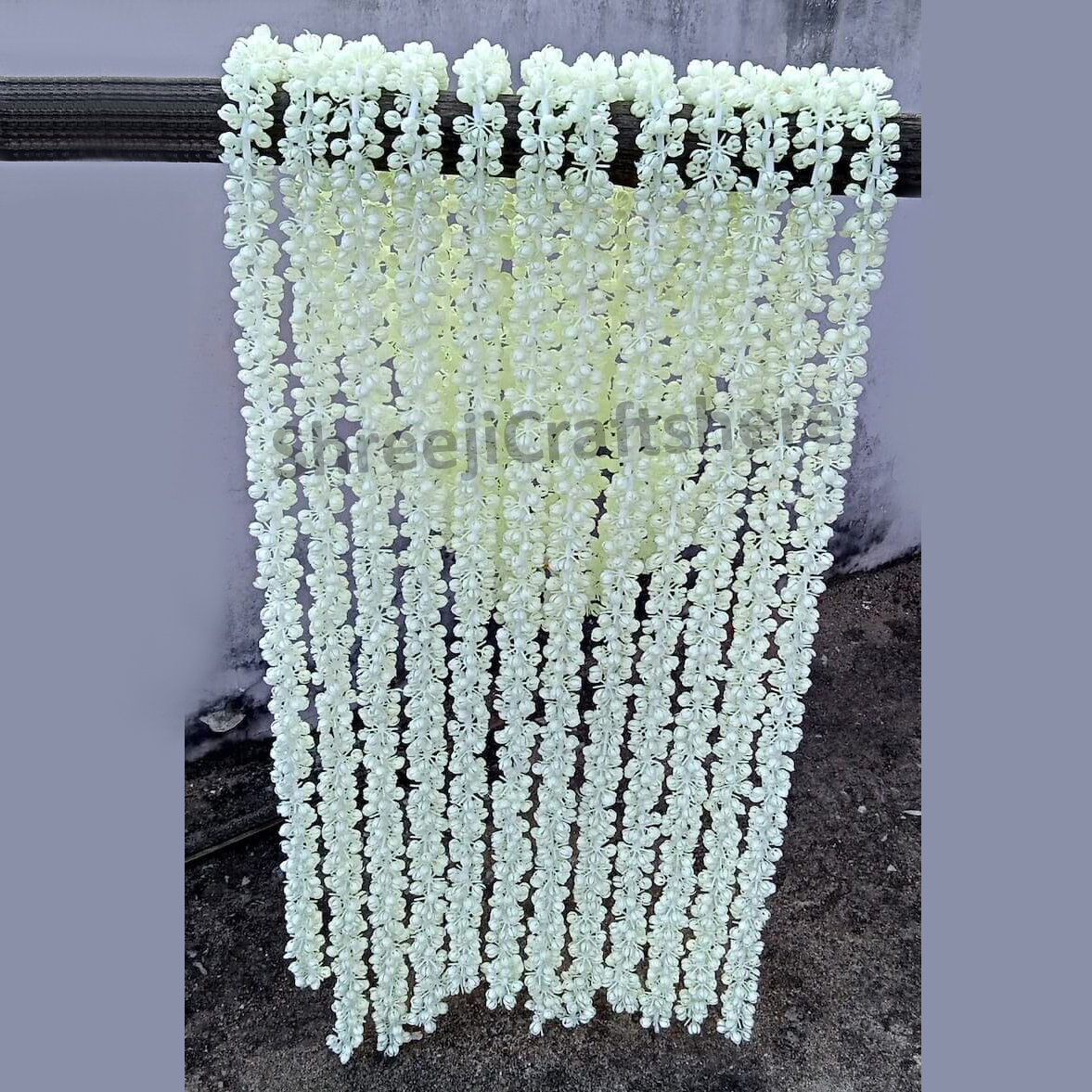 White Mogra Strings | 5 Feet' Mogra Decoration | Main Door, Wedding, Diwali, Puja, Home Decor