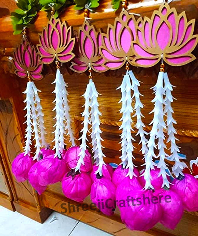 Lotus Buds Hangings for Backdrop | MDF Floral Decor | Handmade Lotus Hanging | Festive & Home Decoration