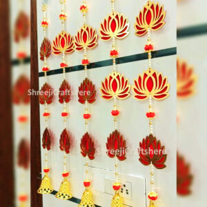 Lotus Wall Hangings with Bells | MDF Floral Decor | Handmade Lotus Hanging | Festive & Home Decoration