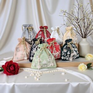Embroidered Velvet Potli Bags | Wedding Return Gift Bags | Bridal Potli Pouch | Indian Festive Gift Bags