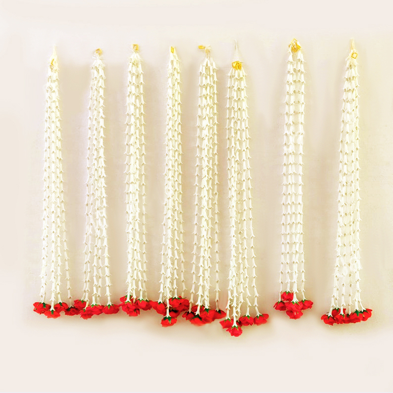 3 Feet' White Tuberose Flower Strings | Artificial Rajnigandha Garlands | Wedding & Home Decoration Hanging