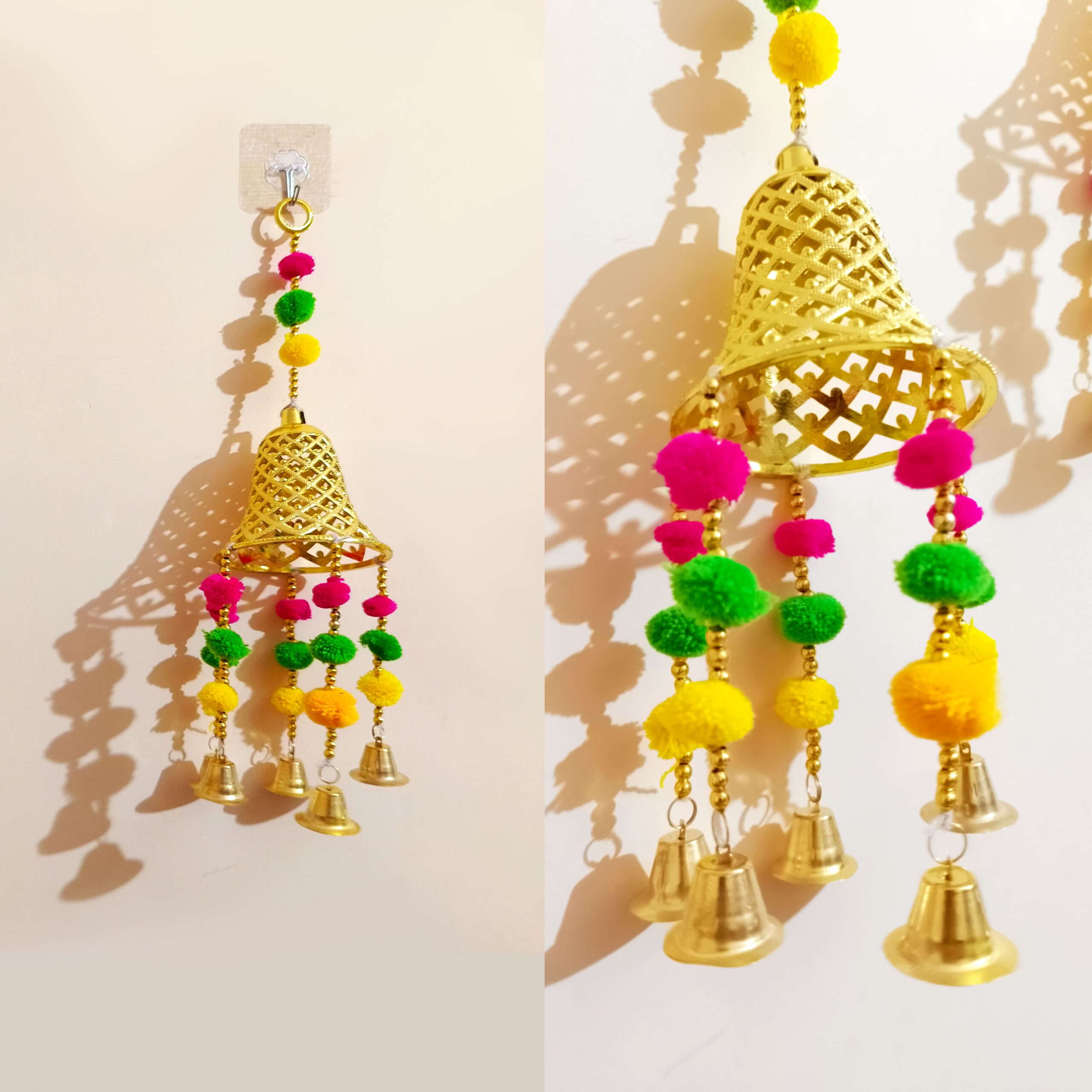 Pom Pom Bells Wall Hangings | Indian Home Decor | Boho Wall Art | Festive & Wedding Decoration