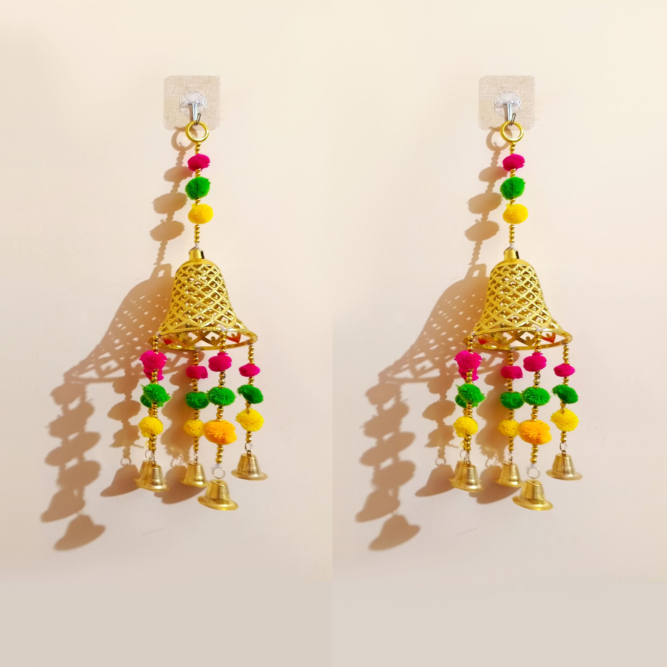 Pom Pom Bells Wall Hangings | Indian Home Decor | Boho Wall Art | Festive & Wedding Decoration - Image 2