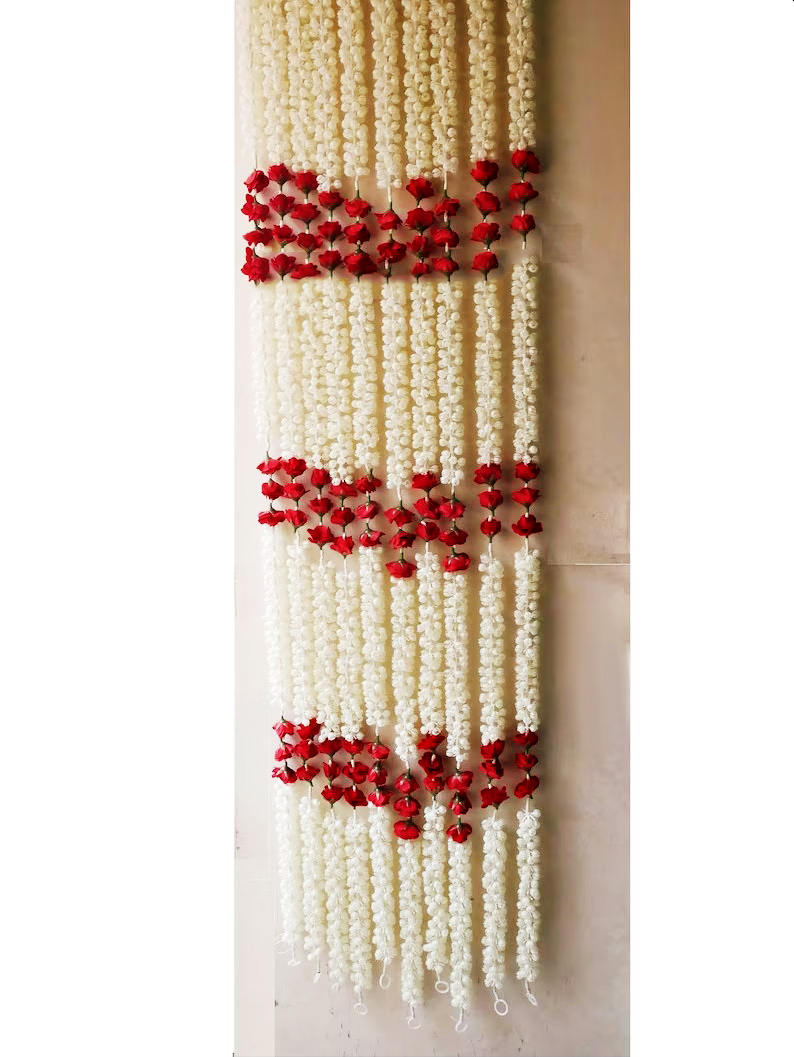 5 Feet' Rose Mogra Strings | Mogra Decoration | Main Door, Wedding, Diwali, Puja, Home Decor
