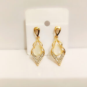 Luxury Gold-Tone Teardrop Pearl & Rhinestone Earrings
