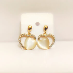 Eternal Love: Crystal-Framed Heart Drop Earrings (Gold-Tone)