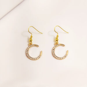 Celestial Moon Hoop Earrings – Gold Tone Crystal Crescent Drops
