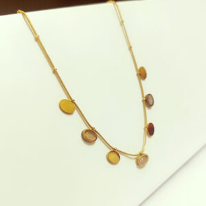 Dainty Snake Chain Necklace with Muted Oval Pendants